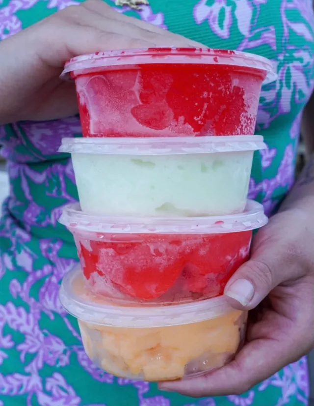 A stack of Italian ice, ready to share