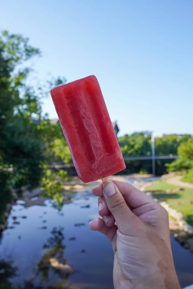 A cherry pop by the water
